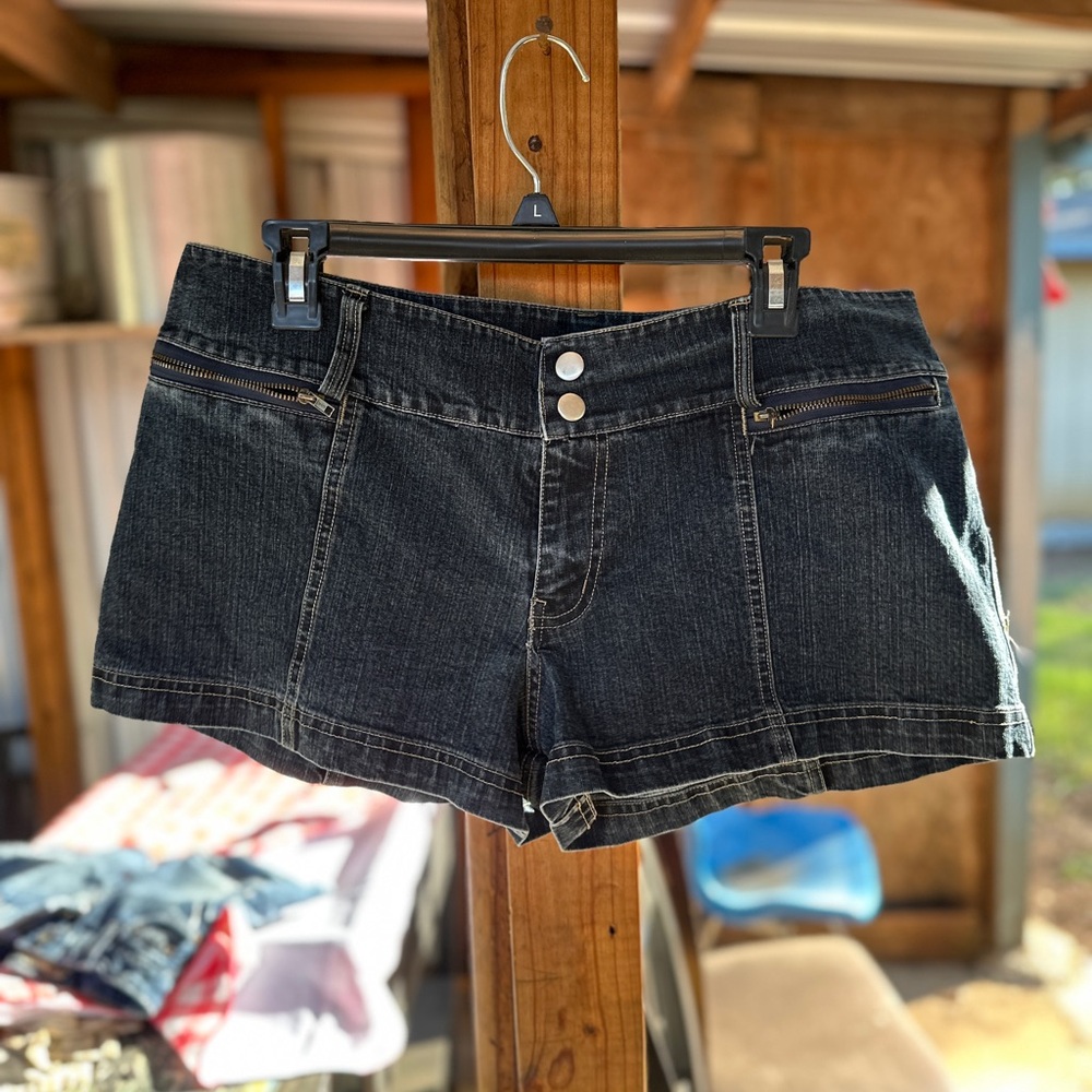Xhilaration Dark Wash Denim Skirt with Button Accents